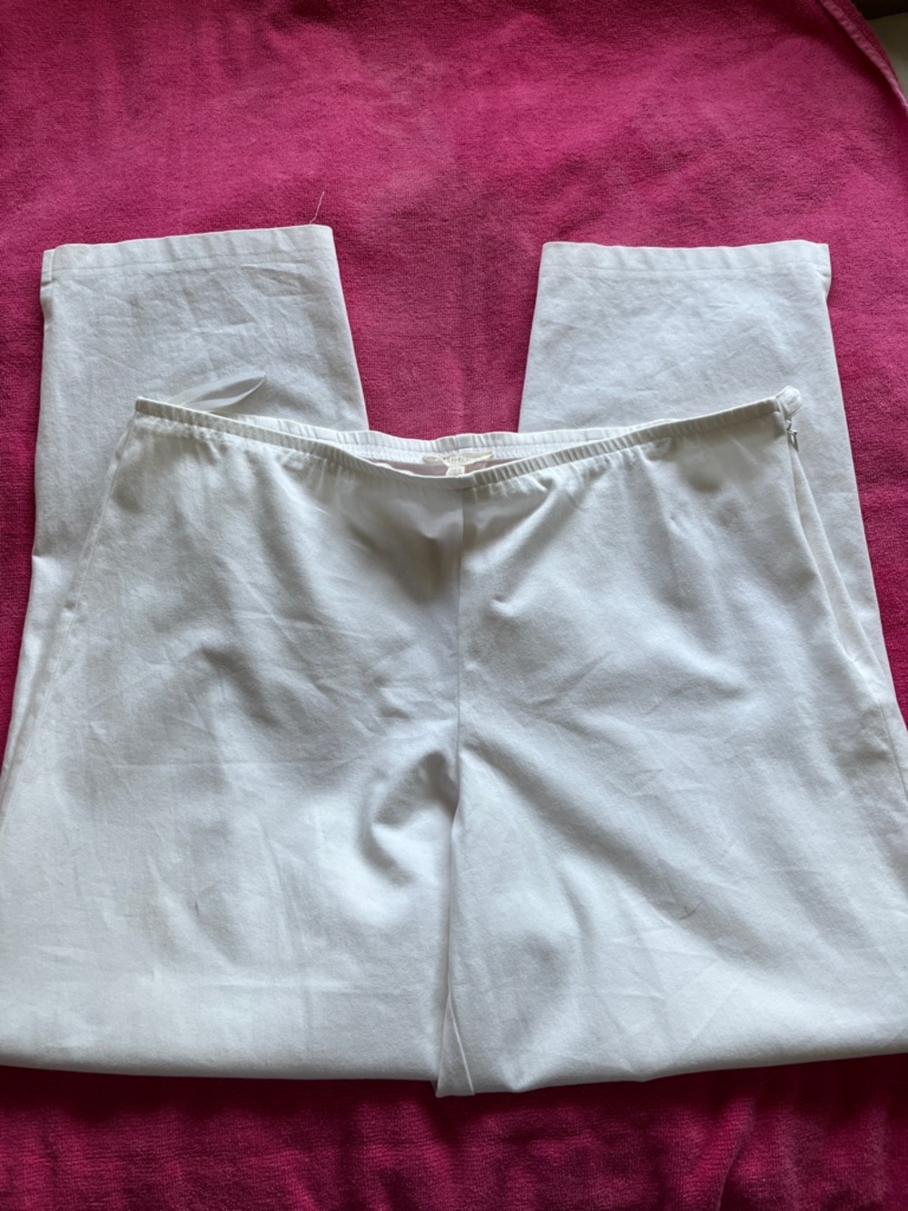 Eileen Fisher White Elastic Waist Pants L